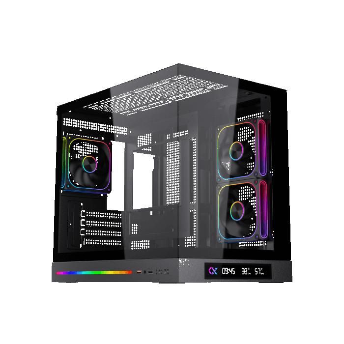 Boîtier PC mini tour Micro ATX XIGMATEK Cloud DGT 3AF Arctic Panneaux verre trempé Écran LCD intégré ARGB - vue 2
