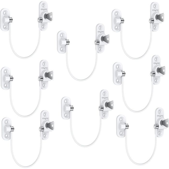 Restricteur de fenêtre - PZCC - Entrebâilleur 8 pcs - Câble inox ajustable - Fourni avec clés et vis