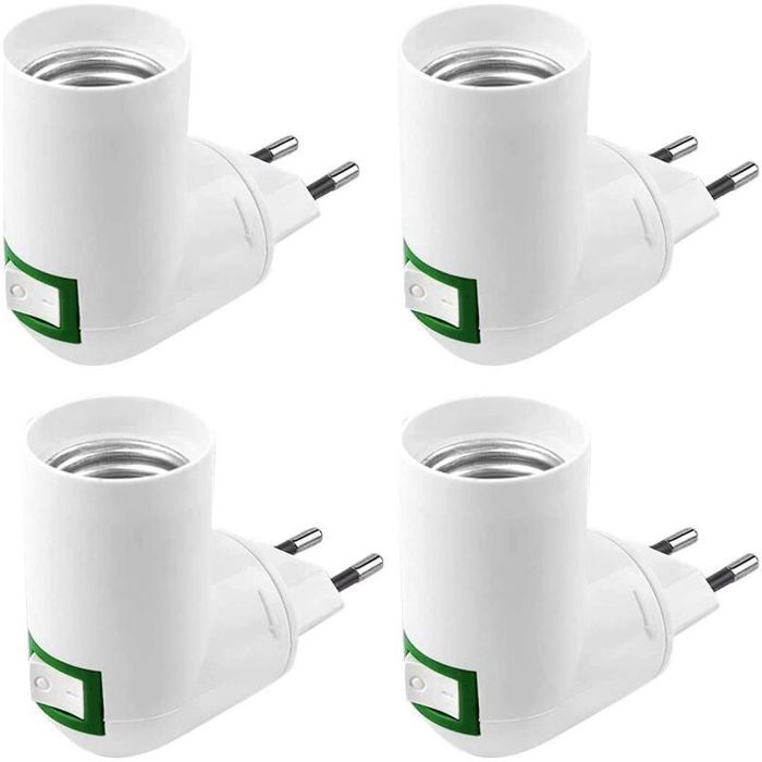 4pcs Douille E27 – Avec interrupteur et rotation 180° – Pour cuisine garage et veilleuse – Blanc