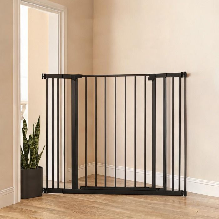 Barrière de sécurité pour chien en acier noir réglable 76-107 cm sans perçage