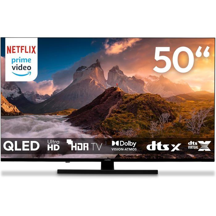TV QLED 50 Pouces (125 7 Cm) 4K Smart TV Dolby Vision HDR Prime Video Dolby Atmos DTS X Google TV PVR Bluetooth WiFi 2025