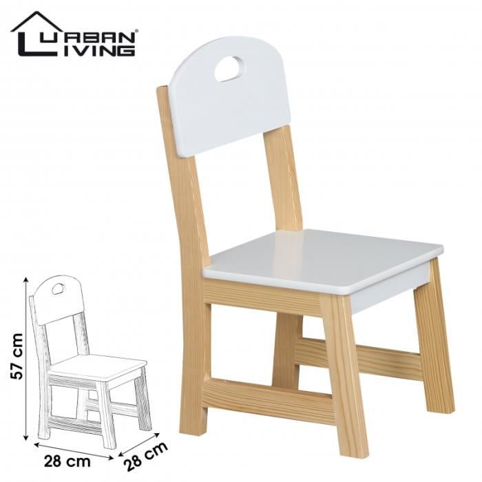 Chaise en bois pour enfant - L 28 x l 28 x H 57 cm - Blanc et beige Blanc  Et Beige - Cdiscount Puériculture & Eveil bébé
