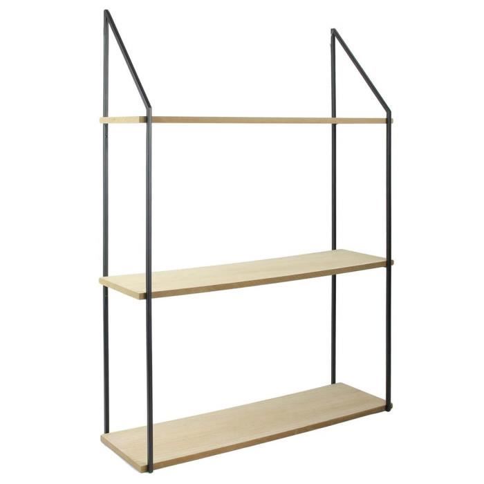 eskala etagere murale 3 plateaux metal et bois cdiscount maison