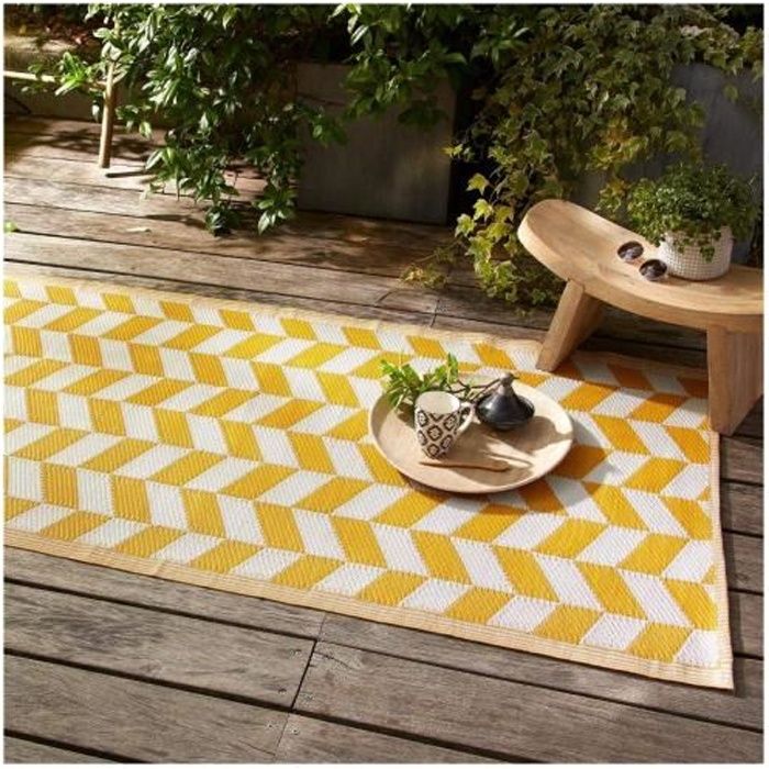 Tapis D Exterieur Geometrique 90 X 180 Cm Couleur Tapis 90 X 180 Chevron Ocre Ocre Jaune Achat Vente Tapis D Entree Cdiscount