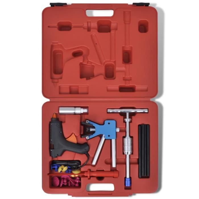 Geieold Lot De 10 Outils Réparation Bosses Voiture - Kit Dent Paintless Avec Marteau Et 9 Embouts