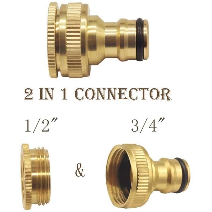 Lot De 2 Raccords Coudés Laiton 1/2 Et 3/4 - Pivot 360° Pour Robinet Et Tuyau D'arrosage, Jardin Et Balcon