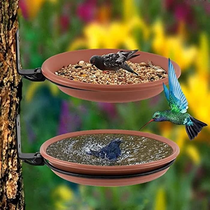 Meilleurs prix pour 2 PCS Ensemble De Plateaux De Bain Pour Oiseaux, Mangeoire Et Abreuvoir Pour Jardin Et Balcon, Grande Capacité, Facile à Installer