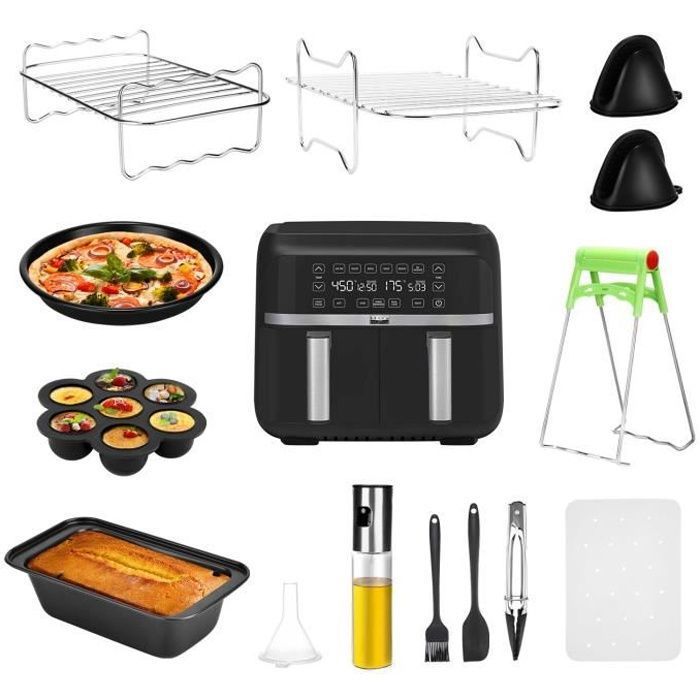 Produit shopeco.fr : 13 Pièces D'accessoires Pour Les Friteuses à Air pour Ninja Foodi AF300UK, AF400UK, pour 7.6L-9.5L de Dual Friteuses à Air