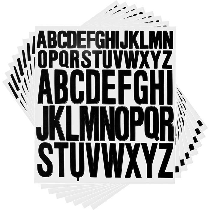 12 Feuilles Lettres Autocollantes Noire Autocollant Lettre Alphabet Vinyle  Stickers Lettres Alphabet Auto-Adhésif Autocollan[x1284] - Cdiscount Maison