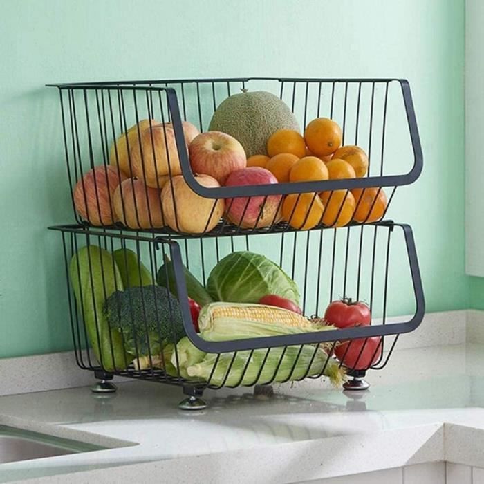 Panier à Fruits 2 étages – Gain De Place Et Style Dans La Cuisine ! - 2