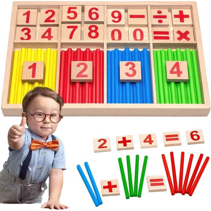 2024 Jouet éducatif Montessori 3 Ans et + Apprendre à Compter Bâton de  comptage en Bois Jeux d'apprentissage Enfant Puzzle Cadeau