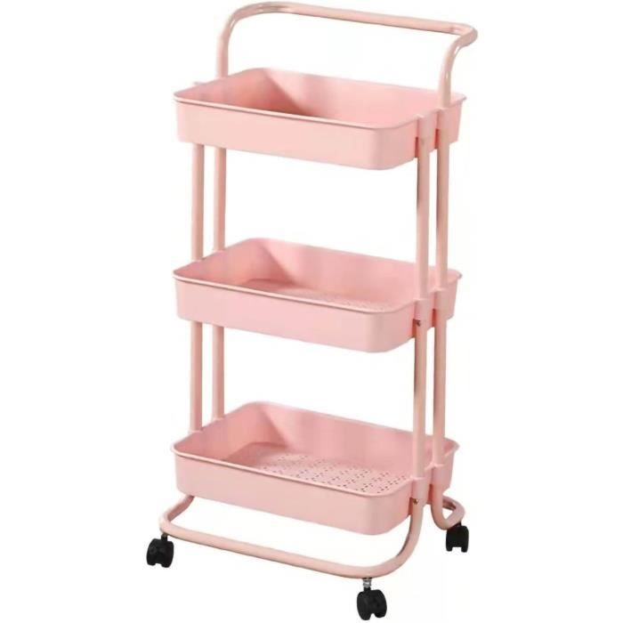 Chariot Roulant Pliable 3 étages - Capacité 168 Lbs, Roues 360°, Aluminium/PP, Gris/rouge, Idéal Atelier/camping