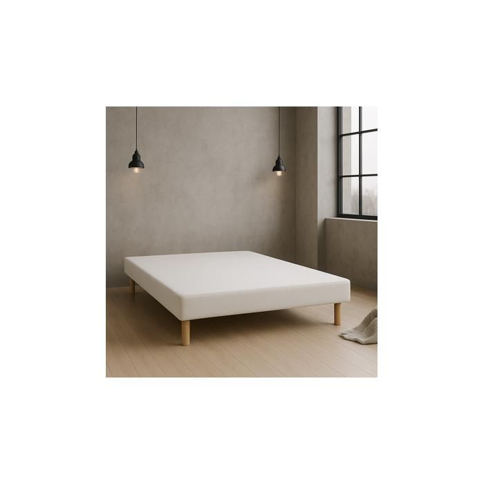 SOMMIER TAPISSIER BLANC 120x190 cm FABRICATION FRANÇAISE ARTISANALE PIEDS OFFERTS HAUTEUR avec PIEDS 27 cm - som120x190