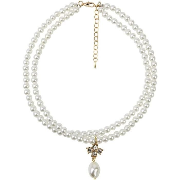 Acheter Collier de perles de riz doux rétro, chaîne de clavicule, tendance  féminine, à la mode, bijoux