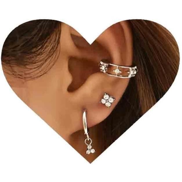 Boucles D'oreilles Créoles En Forme De C En Alliage De Cuivre Bleu Et Zircon