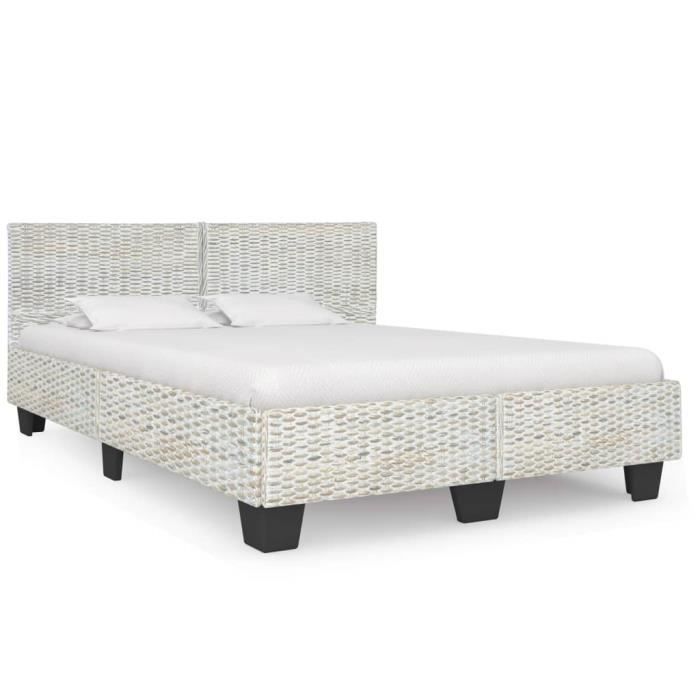 Cadre de lit en rotin naturel gris - Marque - 160 x 200 cm