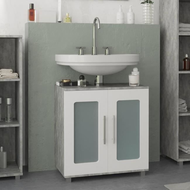 Meuble Sous Vasque 55 Cm Largeur Meuble Sous Vasque Meuble De Salle De Bain 60 Cm Beton Gris