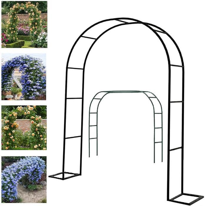 Arche De Jardin En Métal Noir LEADZM 270x207cm - Pergola Style Français Pour Plantes Grimpantes