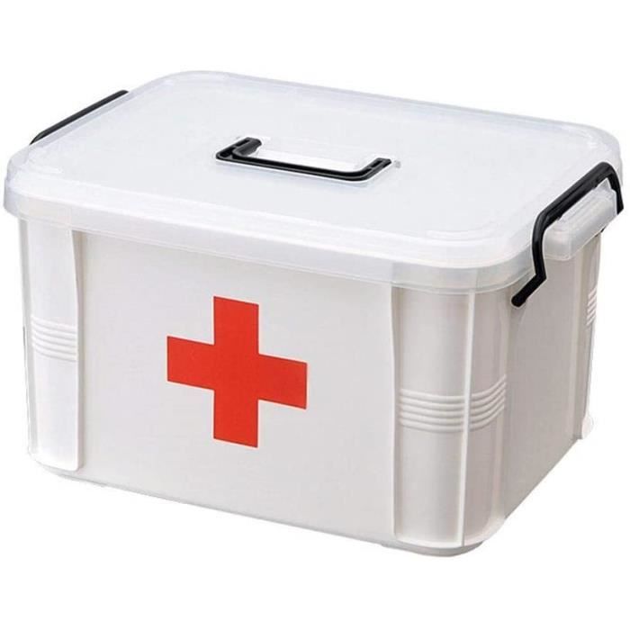 Boîte à Médicaments Avec Poignée - Boîte De Premiers Secours 2 Compartiments