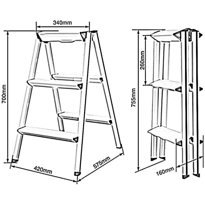 Mr T Tabouret Pliable Pliable 3 Escabeau Tabouret Multifonction