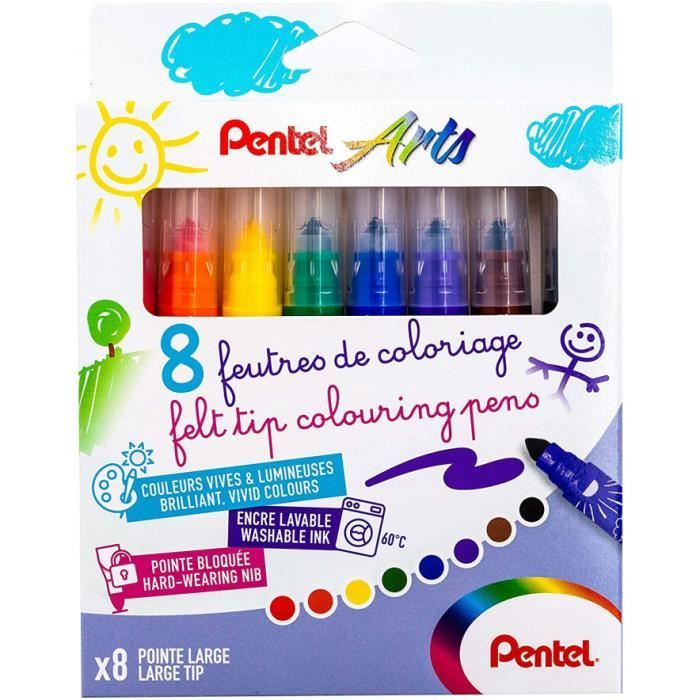 Scs3e feutres de coloriage enfants à encre ultra-lavable et pointe large -  couleurs assorties - x8 couleurs - Cdiscount Beaux-Arts et Loisirs créatifs