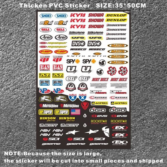 Autocollants Vinyle Pour Moto - Lot De 2 - Style Sponsors/Monster - Pour Casques Et Motos Cross
