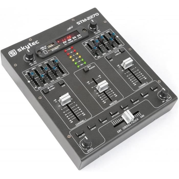 Tables de mixage Skytec STM2270 Table de Mixage DJ 4 canaux - MP3-USB-SD , Streaming Audio Bluetooth , 8 effets sons ada 15037