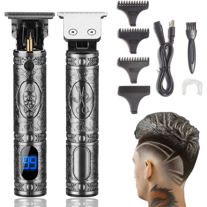Tondeuse à Cheveux Professionnelle USB Rechargeable - 5 Têtes - Pour Barbe Et Cheveux Homme - Alimentation USB - Marron