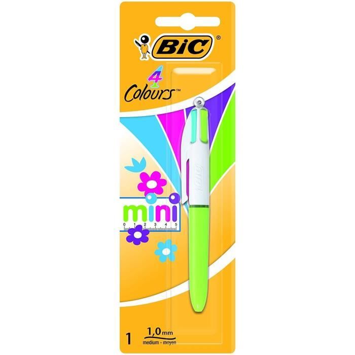BIC® 4 couleurs Mini Stylo bille rétractable pointe moyenne 1