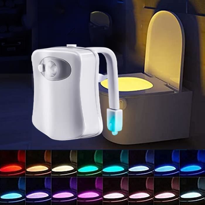 Lampe LED de toilette 16 couleurs - Veilleuse LED Détecteur - pour Salle de Bain/Seau d'aisances/toilettes/Cabinet/Lavabo