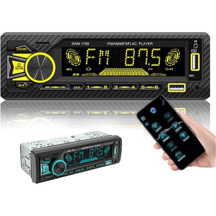 Rds Autoradio Bluetooth Façade Amovible, Poste Radio Voiture Bluetooth,  Swm-1789 Autoradio 1 Din Avec Lecteur Mp3 Et Deux Po[u393] - Cdiscount Auto
