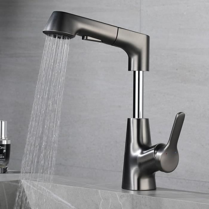 Douchette Extractible Robinet Cuisine 2 Modes - Pommeau Pulvérisateur Noir
