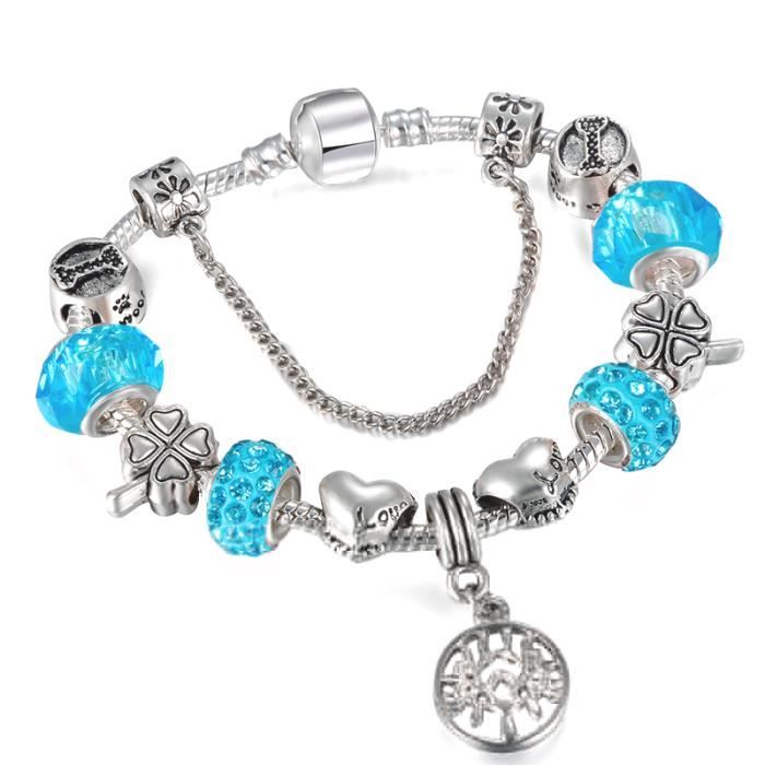 21 cm Bracelet Charm's Arbre de Vie Cristal Turquo 21 cm Bracelet Charm's Arbre de Vie Cristal Turquo
