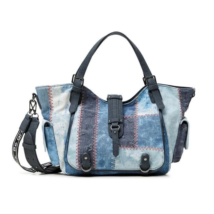 Sac Bandoulière Desigual En Denim Medium Wash - 100% Coton, Bandoulière Ajustable, Neuf