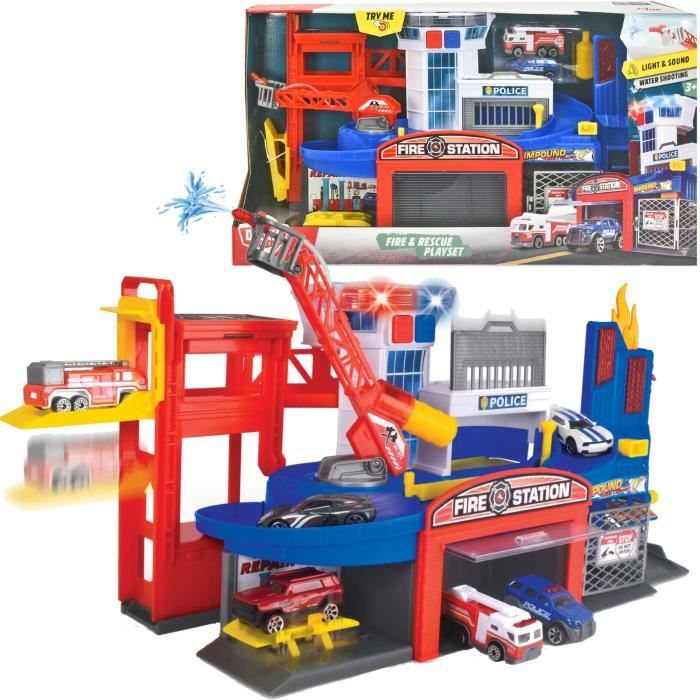 Produktbild von Dickie Toys Rescue Auto-Station - Mit 2 Spielzeugautos Licht & Sound Ab 3 Jahre