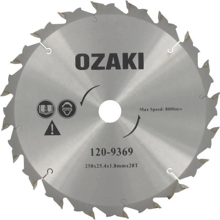 Lame 20 dents à pointe carbure adaptable pour débroussailleuse - Coupe de 250mm, alésage: 25,4mm, ép