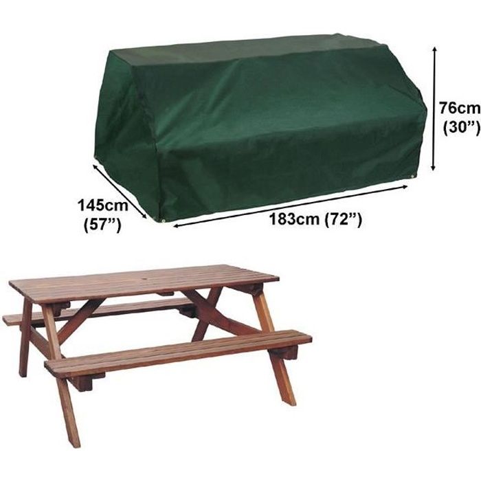 Housse 4 saisons pour table pique-nique confort 183x145cm