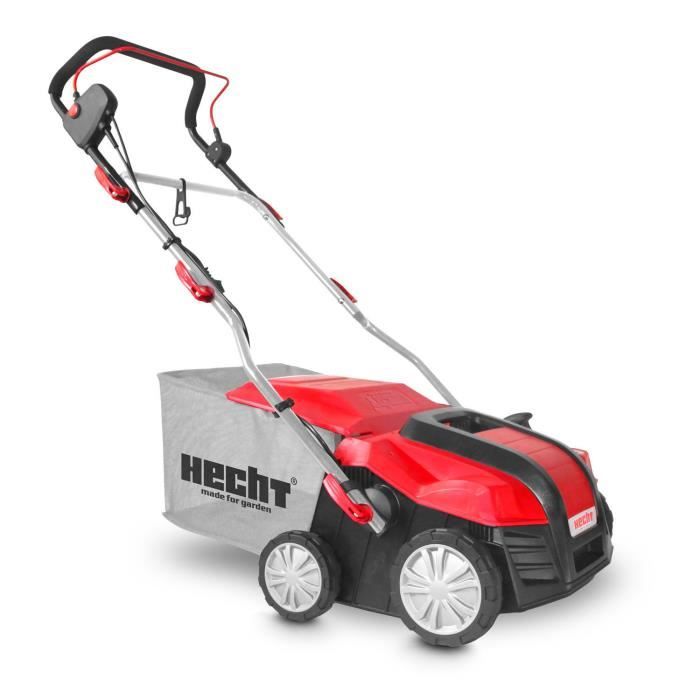 Hecht jardin 1848 2en1 Scarificateur et ventilateur électrique gazon 1800 W Bac 55 l Largeur du travail 383 mm Hauteur +9 à 13 mm