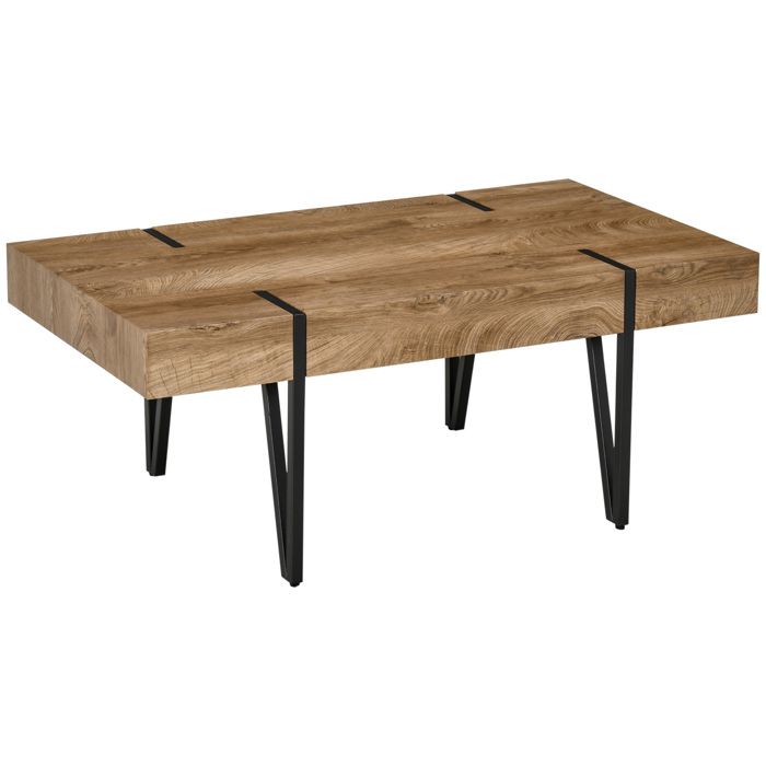 Table basse - HOMCOM - rectangulaire style industriel piètement épingle métal plateau bois - métal bois - brun Table basse - HOMCOM - rectangulaire style industriel piètement épingle métal plateau bois - métal bois - brun
