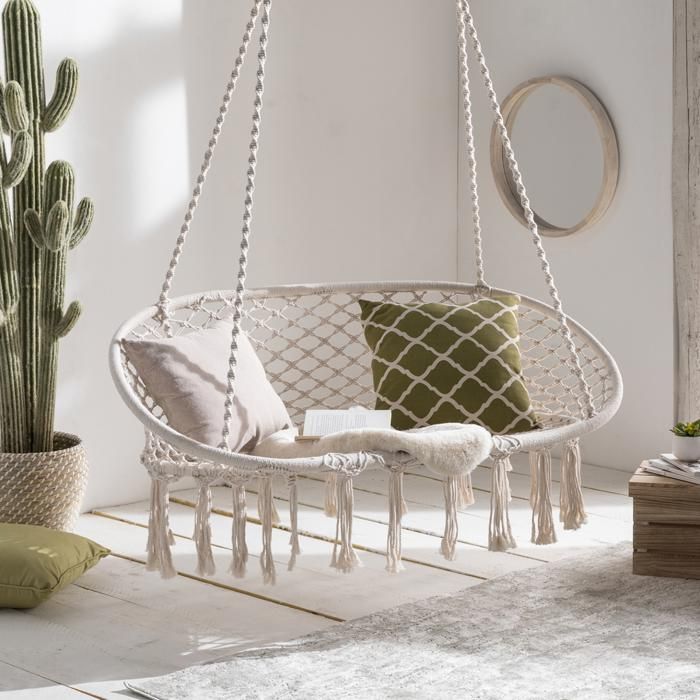 id market - banc suspendu bohème design macramé balancelle 2 places