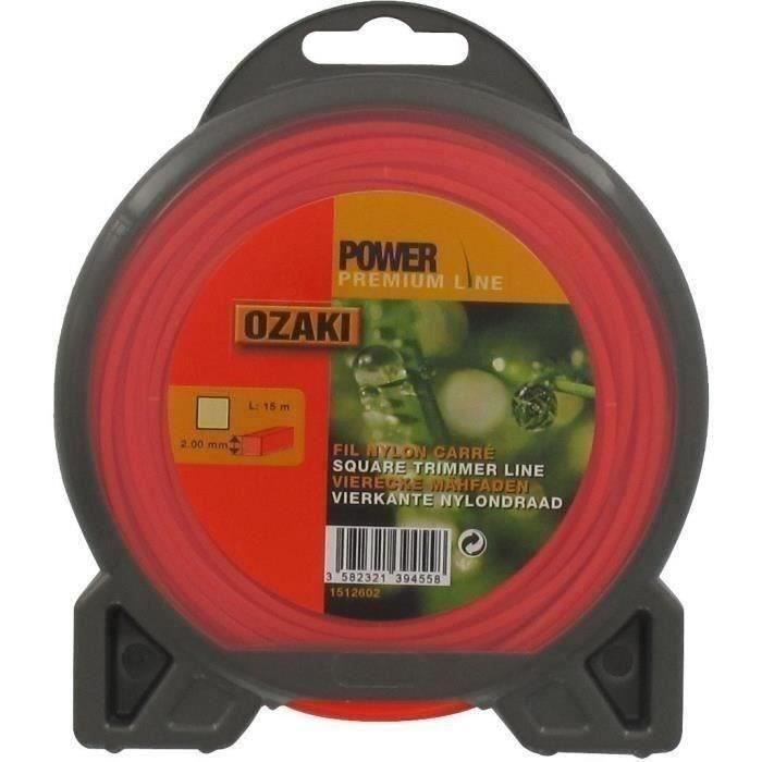 JARDIN PRATIQUE Fil nylon carré premium line OZAKI pour débroussailleuse - Ø 2 mm - L 15m