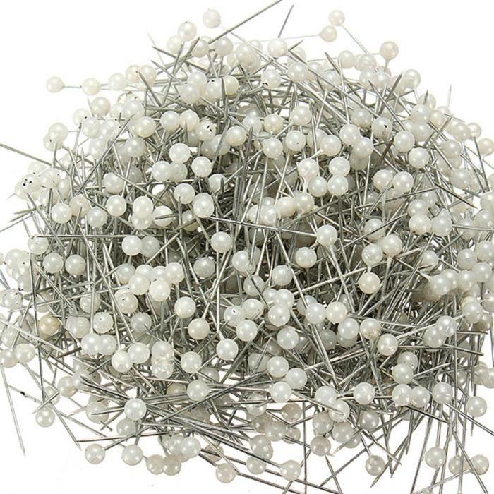 Kentop Rond Blanc Perle épingles à tête nacré goupilles Boule épingles de Couture perlé Boule Tête Droite pins pour Coudre Artisanat