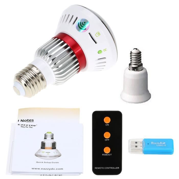 Miroir HD 720P WiFi Ampoule P2P IP Réseau Caméra DVR avec sortie de