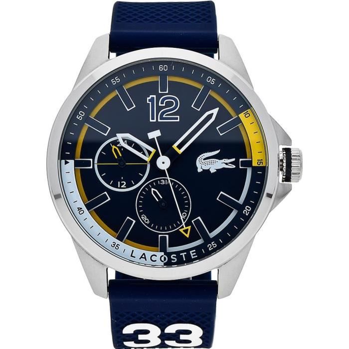 LACOSTE HOMME 46MM BRACELET SILICONE BLEU QUARTZ ANALOGIQUE MONTRE