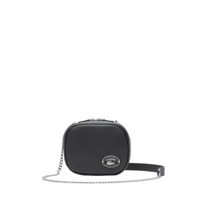 Sac a bandouliere en cuir femme Lacoste Ref 57865 000 Noir 16 13 7 cm TU Cdiscount Bagagerie Maroquinerie