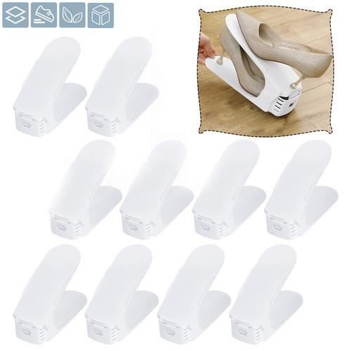 Support à chaussures réglable - LARS360 - Lot de 30 - 3 hauteurs réglables - Blanc - ABS & Polypropylène