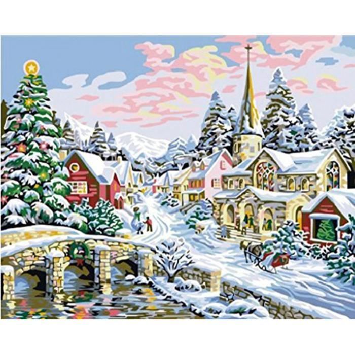 Tableau/ Cadeau/Enfant DIY La main peinture 40X50 cm－paysage de neige - Achat / Vente peinture ...