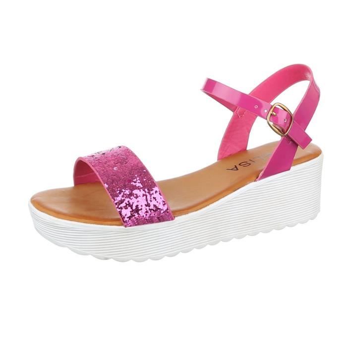 Femme sandale chaussure sandalette rose vif Rose Cdiscount