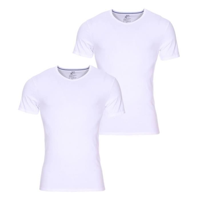 Lot de 2 tee-shirts col V Dim X-temp en coton stretch blanc