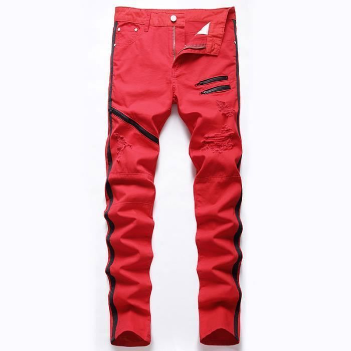 Jeans homme on sale rouge